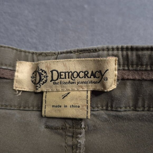 Democracy Womens Olive Green Straight Leg 4 Low Rise Faux Zip Pockets Stretch - Picture 7 of 8